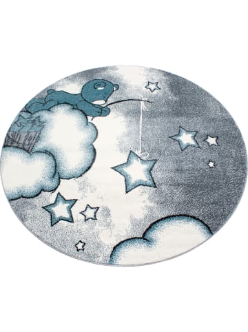 KADIMA DESIGN Kinderteppich Waschbar Bär TASNA Strapazierfähig OEKO-TEX Kinderzimmer in Blau