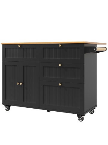 ABRIHOME Küchenwagen Kücheninsel mit Stauraum und Rollen in Schwarz