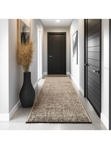Baumwoll-Chenille Teppich Space 1900 Läufer in Beige