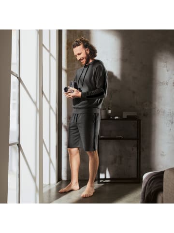 Erwin Müller Interlock-Jersey Hoodie in anthrazit meliert-schwarz