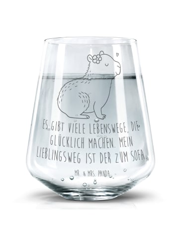 Mr. & Mrs. Panda Trinkglas Capybara Blume mit Spruch in Transparent