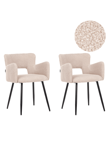 Beliani 2er-Set Esszimmerstuhl SANILAC in Beige/Schwarz