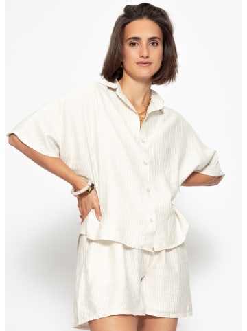 SASSYCLASSY Gestreifte Bluse in Hellbeige
