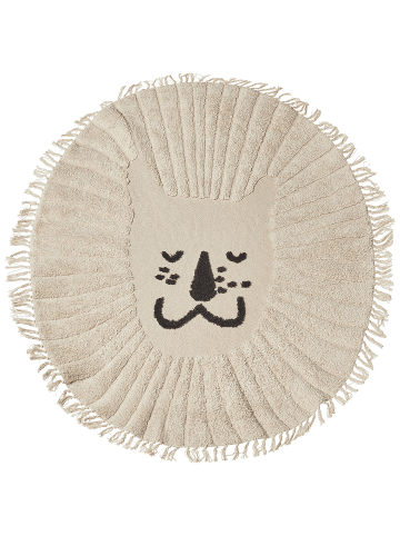 Beliani Kurzflor BADHANI in Beige/Schwarz - (W) 140 x (L) 140 cm