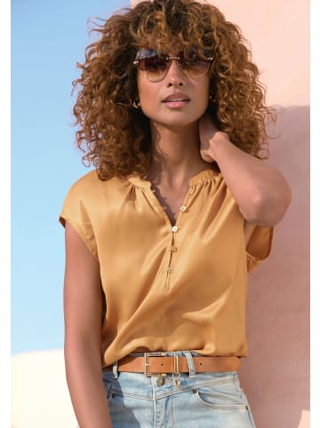 LASCANA Satinbluse in goldfarben