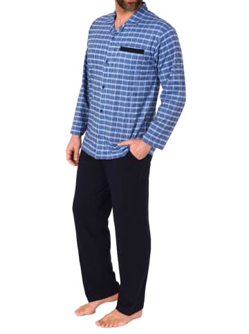 NORMANN Pyjama zum durchknöpfen Karo - 68060 in marine