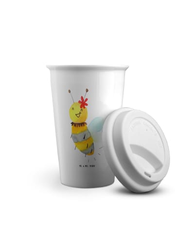 Mr. & Mrs. Panda keramik to go becher Biene Blume ohne Spruch in Weiß