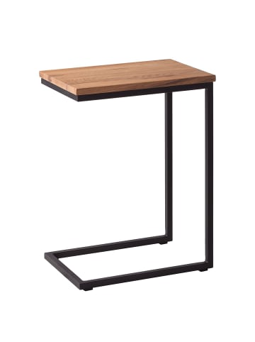 home24 home24 Beistelltisch aus massiver Eiche & Eisen in Eiche Dunkel, 45 x 60 x 30 cm in Eiche