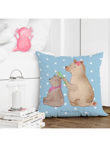 Mr. & Mrs. Panda Polsterkissen Bär Kind ohne Spruch in Blau Pastell