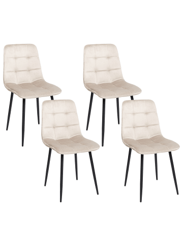 Beliani 4er-Set Esszimmerstuhl POWELL in Beige/Schwarz