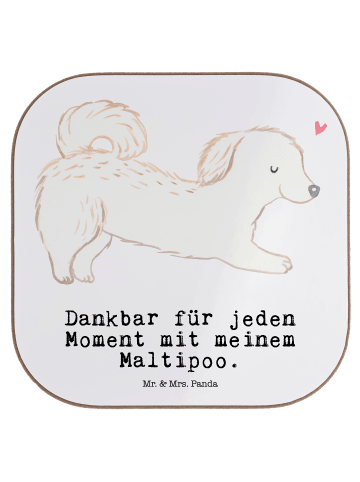 Mr. & Mrs. Panda Untersetzer Maltipoo Moment mit Spruch in Weiß