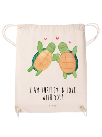 Mr. & Mrs. Panda gym tasche Schildkröten Paar mit Spruch in Creme