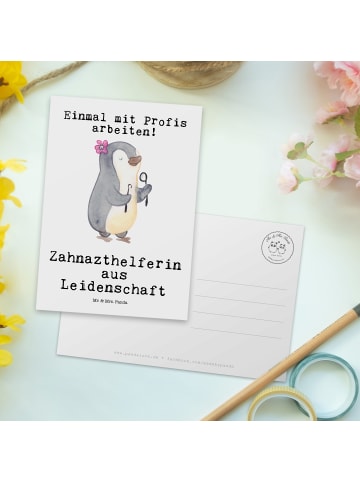 Mr. & Mrs. Panda Postkarte Zahnarzthelferin Leidenschaft mit Spruch in Weiß