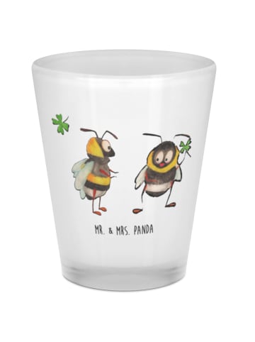 Mr. & Mrs. Panda Schnapsglas Hummeln Kleeblatt ohne Spruch in Transparent