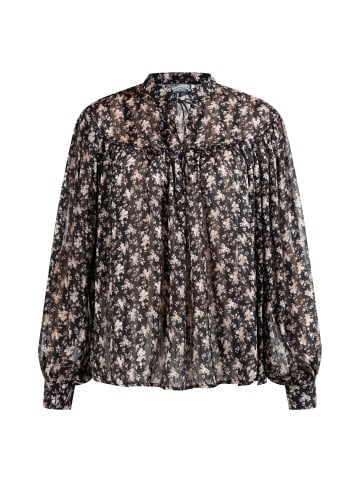 DreiMaster Vintage Damen Langarmbluse in Schwarz Rosa