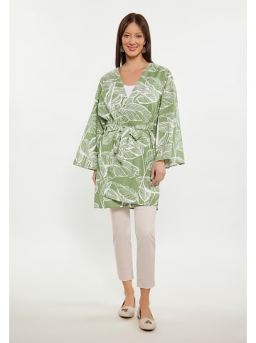 Usha Damen Kimono in Grün Wollweiss