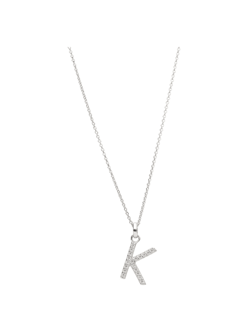 Smart Jewel Kette Mit Anhänger Buchstabe K Mit Zirkonia in Silber