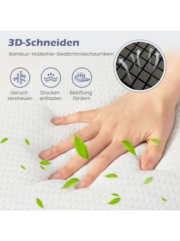 COSTWAY Bambus-Aktivkohle Kopfkissen 2er Set 40x60cm in Weiß