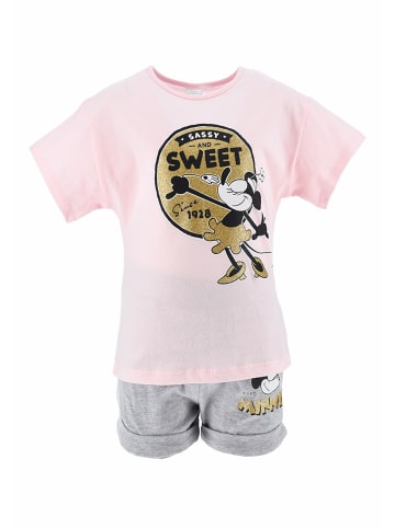 Disney Minnie Mouse 2tlg. Outfit: Sommer-Set T-Shirt und Shorts in Rosa