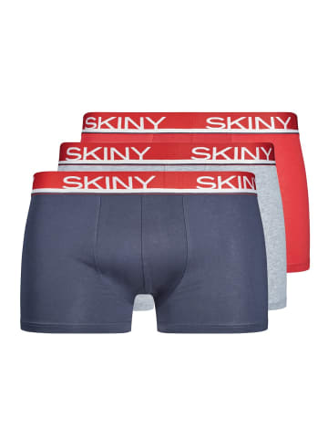 Skiny Boxershort 3er Pack in Blau/Grau/Rot