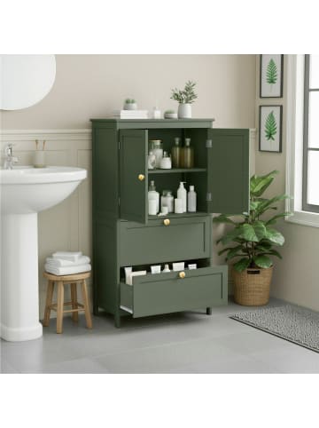 VASAGLE Badschrank in Grün - (B)60 x (H)110 x (T)30 cm