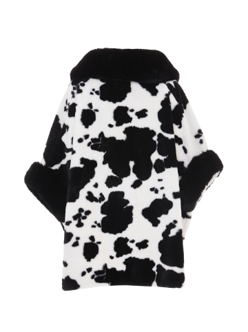 faina Women Poncho in Schwarz Wollweiss