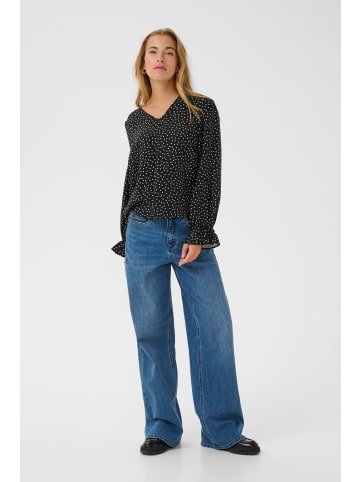 Kaffe Langarm-Bluse KArea Regular fit in Black W. Chalk Dot