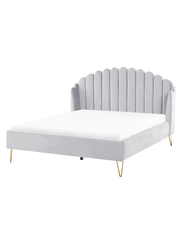 Beliani Doppelbett AMBILLOU in Grau/Gold - (W) 177 x (H) 126 x (L) 214 cm