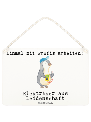 Mr. & Mrs. Panda Deko Schild Elektriker Leidenschaft mit Spruch in Weiß