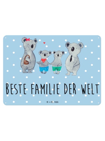 Mr. & Mrs. Panda Blechschild Koala Familie zwei mit Spruch in Blau Pastell