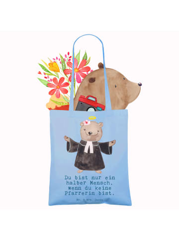 Mr. & Mrs. Panda Tasche Pfarrerin Herz mit Spruch in Sky Blue