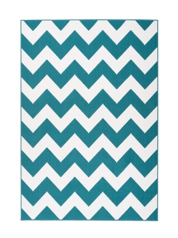 Kayoom Kurzflor Teppich Manolya 209 in türkis - rechteckig