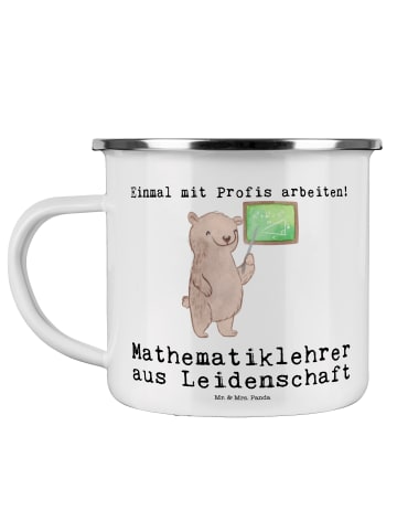 Mr. & Mrs. Panda Camping Emaille Tasse Mathematiklehrer Leidensc... in Weiß
