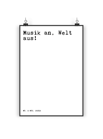 Mr. & Mrs. Panda Artprint Musik an, Welt aus!... mit Spruch in Weiß