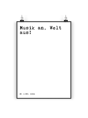 Mr. & Mrs. Panda Poster Musik an, Welt aus!... mit Spruch in Weiß