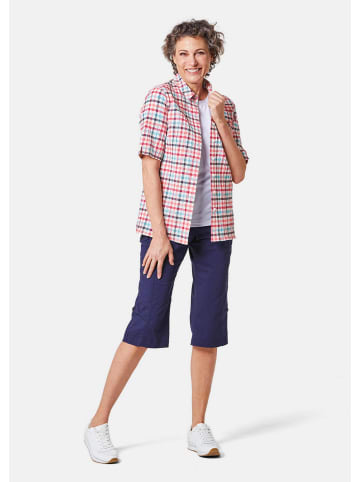 GOLDNER Wander-Bluse in Seersucker Qualität in blau / merlot / kariert