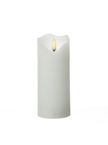 MARELIDA LED Kerze in Rustik-Optik flackernd Echtwachs H: 17cm in weiß