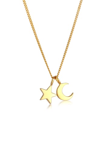 Elli Halskette 925 Sterling Silber Astro, Halbmond, Sterne, Stern in Gold