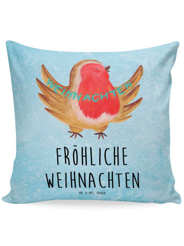 Mr. & Mrs. Panda Kopfkissen 40x40 Rotkehlchen Weihnachten mit Sp... in Eisblau