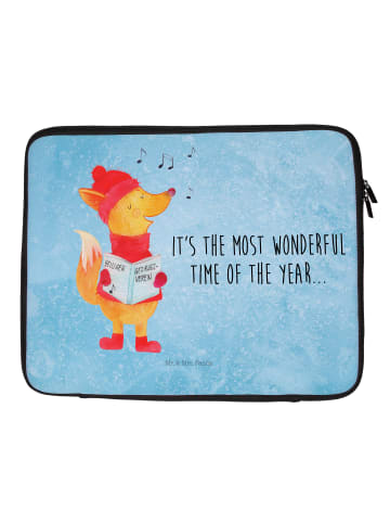 Mr. & Mrs. Panda Laptop Sleeve Fuchs Sänger mit Spruch in Eisblau