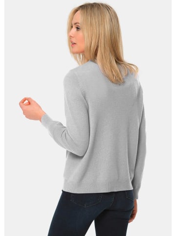 GOLDNER Kurzgröße: Kuschelweiche Kaschmir-Strickjacke in silbergrau / melange