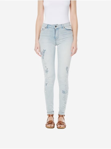 KOROSHI Denim slim push-up bestickte jeans in blau