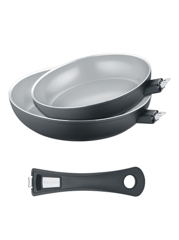 Berndes 2-tlg. Pfannen-Set 24+28 cm, abn. Stiel, Aluminium - b.perfect in schwarz