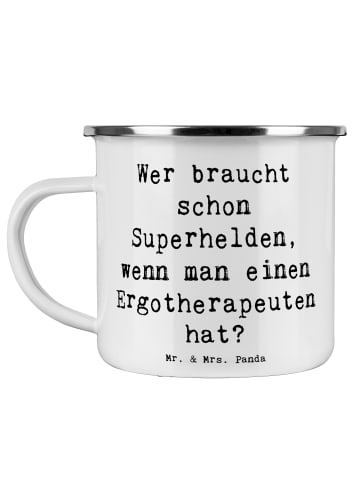 Mr. & Mrs. Panda Blechtasse Spruch Ergotherapeut Held mit Spruch in Weiß