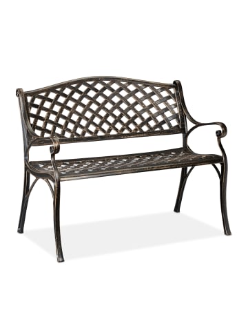 relaxdays Gartenbank in Schwarz/Bronze - (B)102 x (H)82 x (T)60 cm