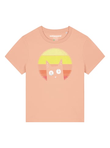 wat? Apparel T-Shirt Sunset Cat in Fraiche Peche