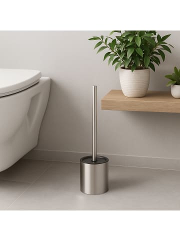 relaxdays WC-Bürstenhalter in Silber/ Schwarz