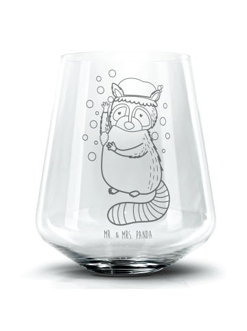 Mr. & Mrs. Panda Blümchentailglas Waschbär ohne Spruch in Transparent