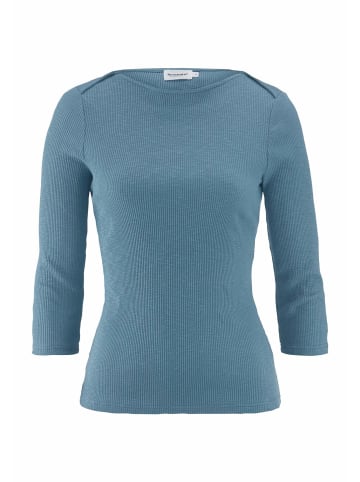 Hessnatur Hessnatur Boatneck Longsleeve Slim aus Bio-Baumwolle in kristallblau