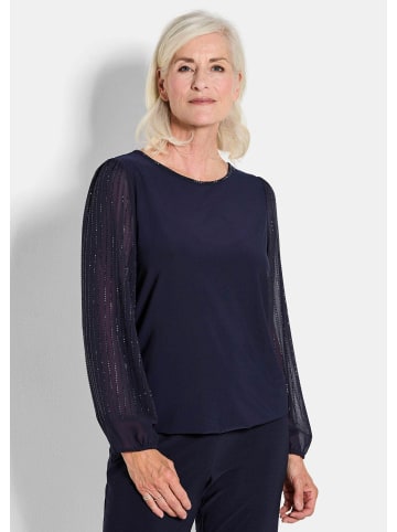 GOLDNER Chiffonbluse Edles Langarmoberteil mit Glitzerärmeln in marine